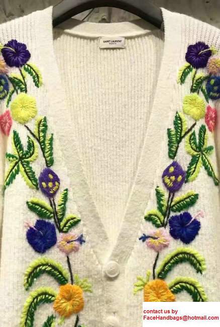 Saint Laurent Flower Embroidered Cardigan 2017