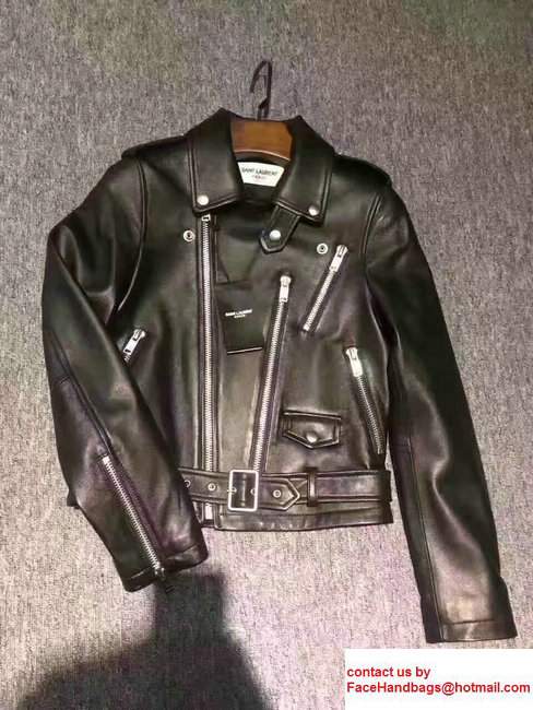 Saint Laurent Lambskin Blood Luster Motorcycle Jacket 455750 2017 - Click Image to Close
