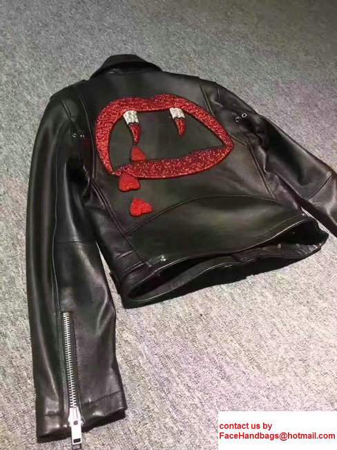 Saint Laurent Lambskin Blood Luster Motorcycle Jacket 455750 2017 - Click Image to Close