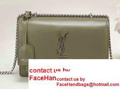 Saint Laurent Medium Sunset Monogram Flap Front Bag in Grained Leather449453 Army 2017 - Click Image to Close