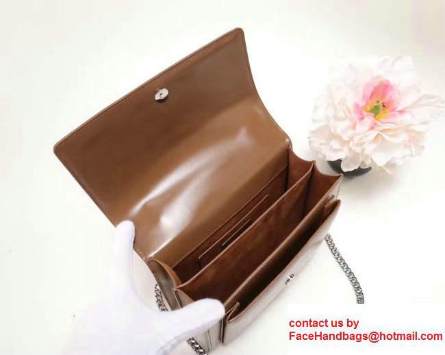 Saint Laurent Medium Sunset Monogram Flap Front Bag in Grained Leather449453 Brown 2017