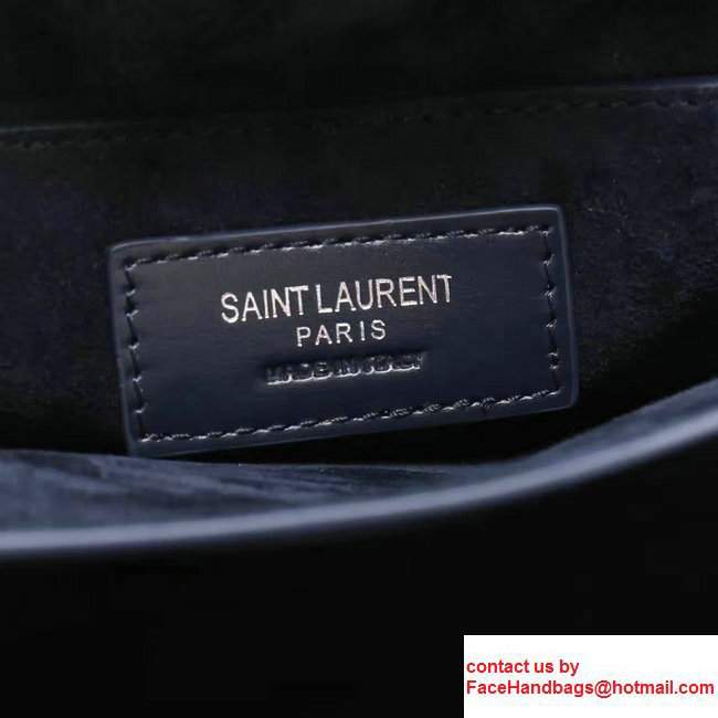 Saint Laurent Medium Sunset Monogram Flap Front Bag in Grained Leather449453 Navy Blue 2017