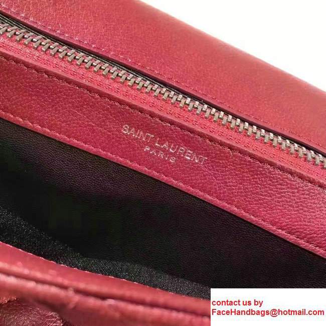 Saint Laurent Monogram Envelope Satchel Top Handle Bag In Mixed Matelasse Leather 436694 Red 2017 - Click Image to Close