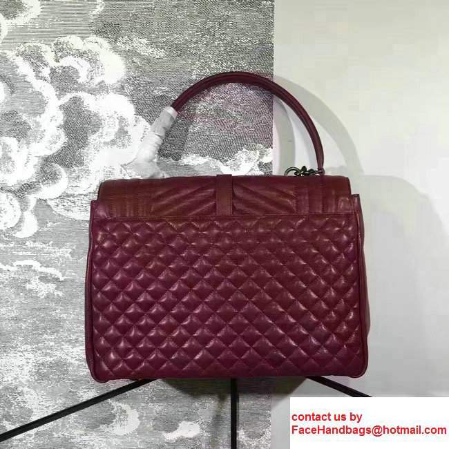 Saint Laurent Monogram Envelope Satchel Top Handle Bag In Mixed Matelasse Leather 436694 Red 2017 - Click Image to Close
