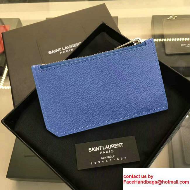 Saint Laurent Paris Classic 5 Fragments Zip Case Pouch 458583 Blue 2017