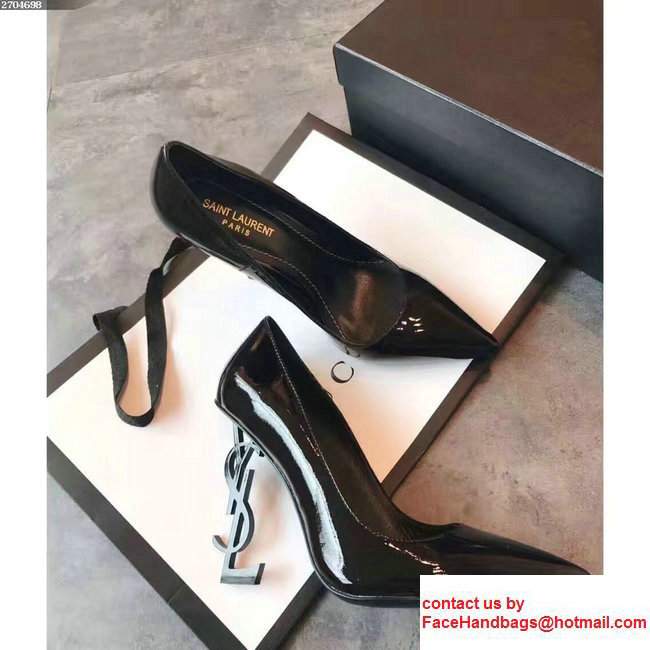 Saint Laurent Patent Leather With 11cm YSL Signature Heel Pump Black 472011 2017 - Click Image to Close