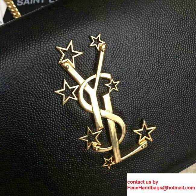 Saint Laurent Star Embellished Logo Classic Monogram Satchel Chain Shoulder Bag 447933 Black 2017 - Click Image to Close