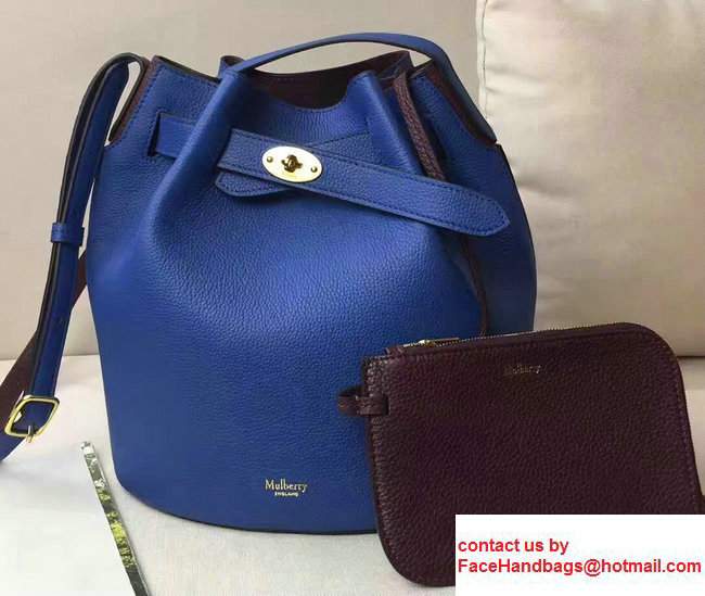 Mulberry Small Classic Grain Abbey Drawstring Bucket Bag Blue/Oxblood 2017 Mulberry Small Classic Grain Abbey Drawstring Bucket Bag Blue/Oxblood 2017