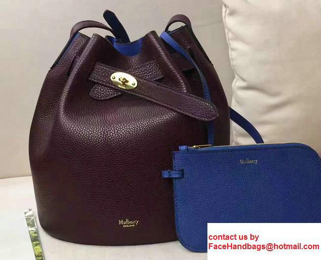 Mulberry Small Classic Grain Abbey Drawstring Bucket Bag Oxblood/Blue 2017 Mulberry Small Classic Grain Abbey Drawstring Bucket Bag Oxblood/Blue 2017
