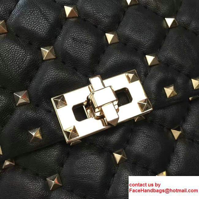 Valentino Rhombus Rockstud Spike Medium Chain Shoulder Bag Black 2017 - Click Image to Close