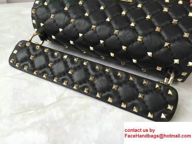 Valentino Rhombus Rockstud Spike Medium Chain Shoulder Bag Black 2017