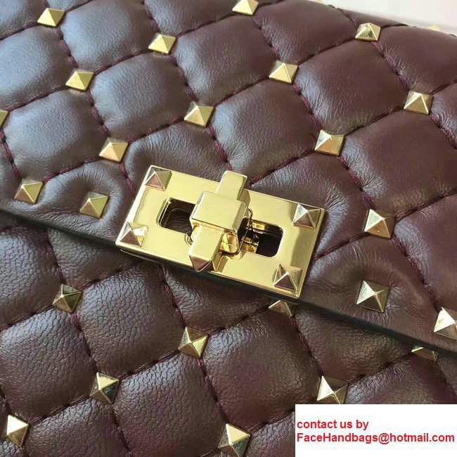 Valentino Rhombus Rockstud Spike Medium Chain Shoulder Bag Burgundy 2017 - Click Image to Close