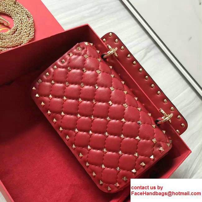 Valentino Rhombus Rockstud Spike Small Chain Shoulder Bag Red 2017 - Click Image to Close