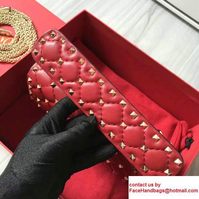 Valentino Rhombus Rockstud Spike Small Chain Shoulder Bag Red 2017