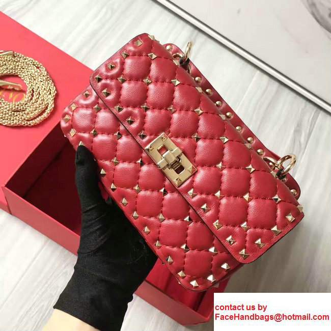 Valentino Rhombus Rockstud Spike Small Chain Shoulder Bag Red 2017 - Click Image to Close