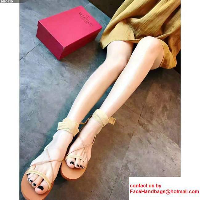 Valentino Velvet Criss-Cross Sandals Beige 2017