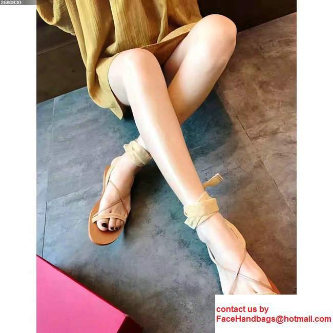 Valentino Velvet Criss-Cross Sandals Beige 2017 - Click Image to Close