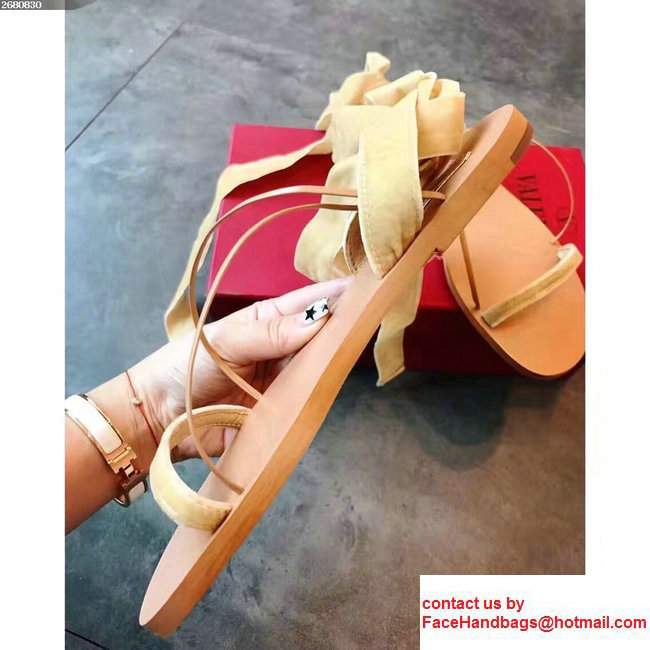 Valentino Velvet Criss-Cross Sandals Beige 2017