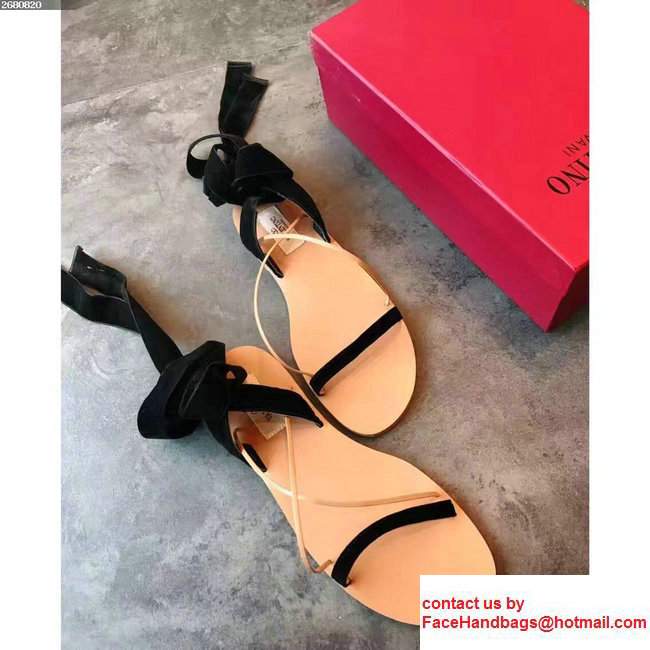 Valentino Velvet Criss-Cross Sandals Black 2017