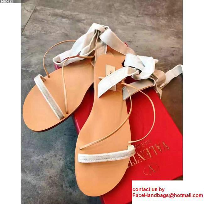 Valentino Velvet Criss-Cross Sandals Off White 2017 - Click Image to Close