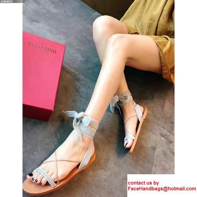 Valentino Velvet Criss-Cross Sandals Off White 2017