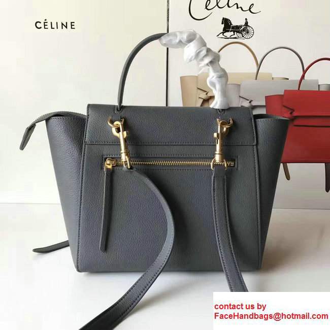 Celine Belt Tote Mini Bag in Original Clemence Leather Dark Gary - Click Image to Close