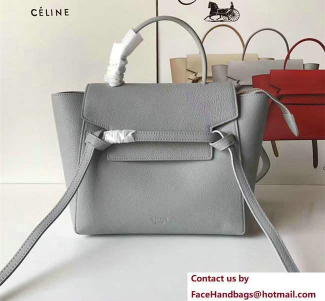 Celine Belt Tote Mini Bag in Original Clemence Leather Grey - Click Image to Close