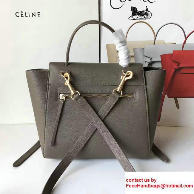 Celine Belt Tote Mini Bag in Original Clemence Leather Olive - Click Image to Close