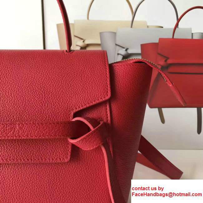 Celine Belt Tote Mini Bag in Original Clemence Leather Red - Click Image to Close