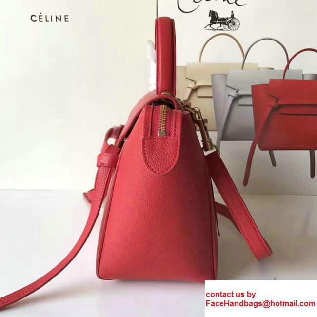 Celine Belt Tote Mini Bag in Original Clemence Leather Red - Click Image to Close