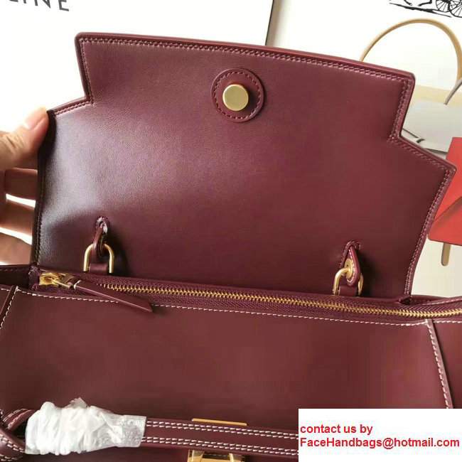 Celine Belt Tote Quilting Small Bag in Original Smooth Leather Burgundy - Click Image to Close