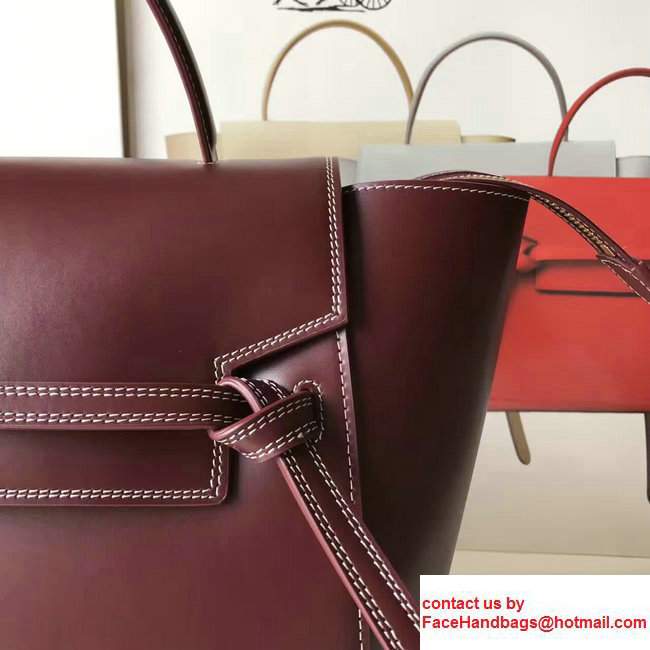 Celine Belt Tote Quilting Small Bag in Original Smooth Leather Burgundy