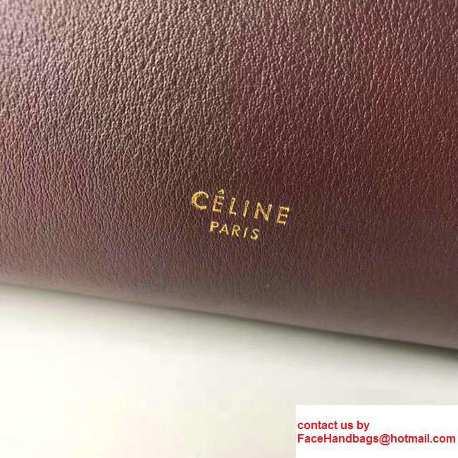 Celine Belt Tote Quilting Small Bag in Original Smooth Leather Burgundy - Click Image to Close