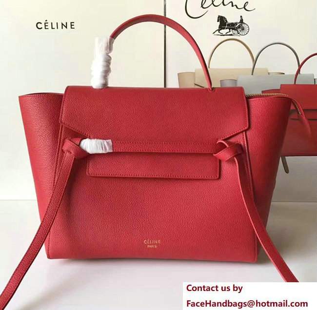 Celine Belt Tote Small Bag in Original Clemence Leather Red - Click Image to Close