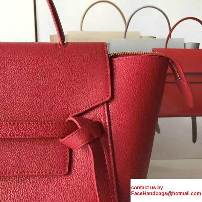 Celine Belt Tote Small Bag in Original Clemence Leather Red