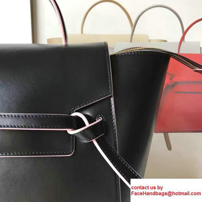 Celine Belt Tote Small Bag in Original Smooth Leather Black/Pink