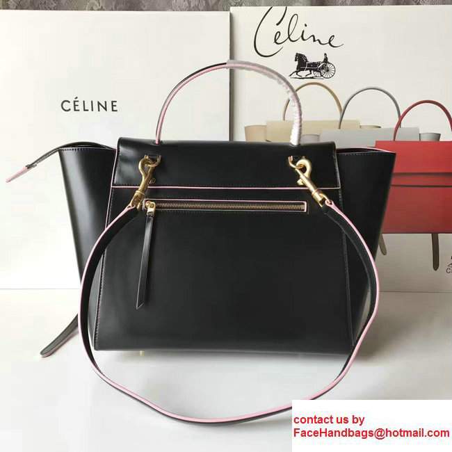 Celine Belt Tote Small Bag in Original Smooth Leather Black/Pink - Click Image to Close