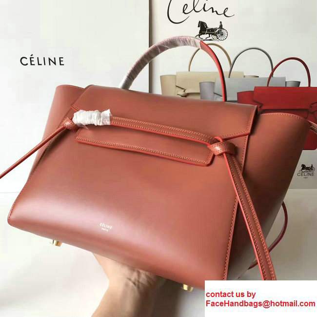 Celine Belt Tote Small Bag in Original Smooth Leather Brick Red