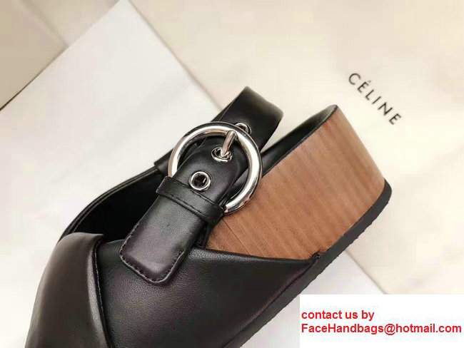Celine Boxy Twist Slingback With Stacked Leather Scandal Black 2017