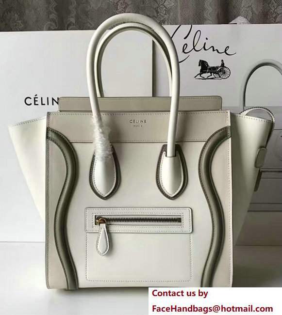 Celine Luggage Micro Tote Bag In Original Calfskin Leather Ivory/Dark Green 2017 Celine Luggage Micro Tote Bag In Original Calfskin Leather Ivory/Dark Green 2017