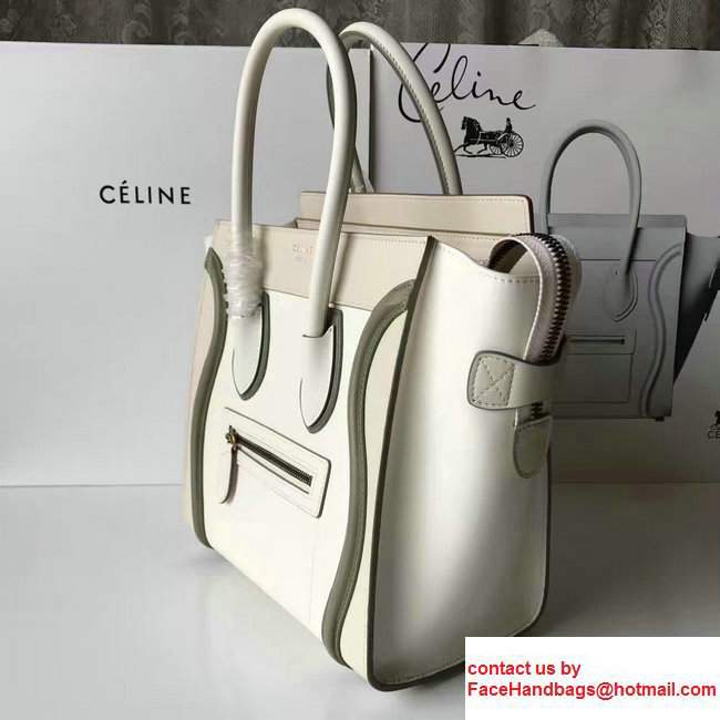 Celine Luggage Micro Tote Bag In Original Calfskin Leather Ivory/Dark Green 2017 - Click Image to Close