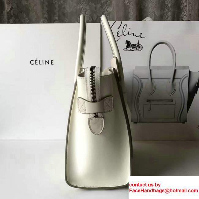 Celine Luggage Micro Tote Bag In Original Calfskin Leather Ivory/Dark Green 2017