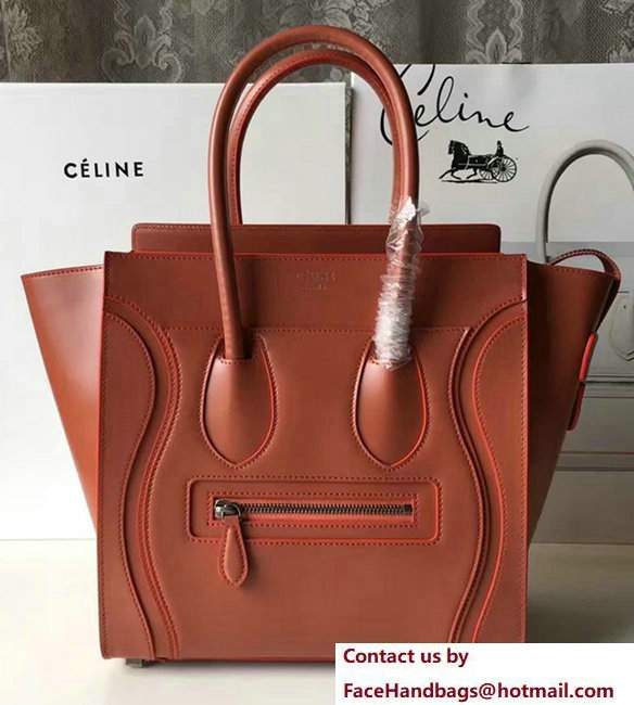 Celine Luggage Micro Tote Bag In Original Calfskin Smooth Leather Brick Red Celine Luggage Micro Tote Bag In Original Calfskin Smooth Leather Brick Red