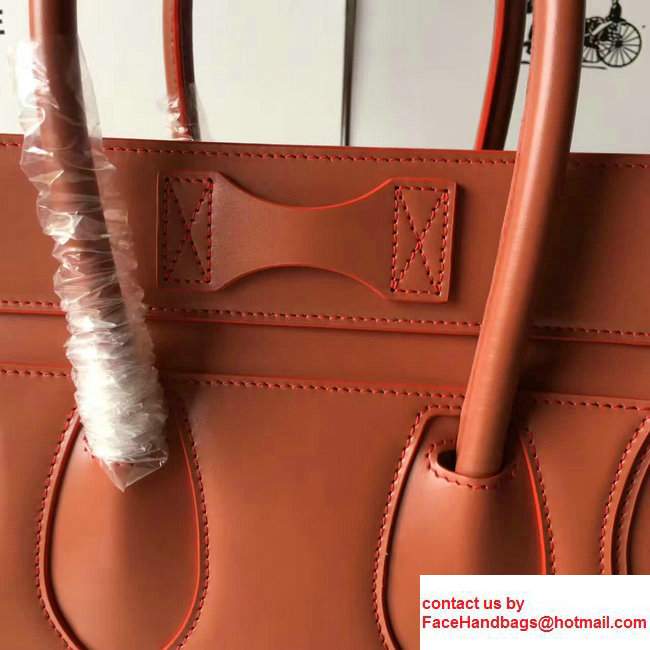 Celine Luggage Micro Tote Bag In Original Calfskin Smooth Leather Brick Red - Click Image to Close