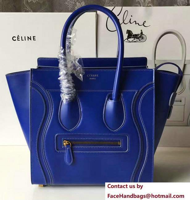 Celine Luggage Micro Tote Bag In Original Calfskin Smooth Leather Sapphire Celine Luggage Micro Tote Bag In Original Calfskin Smooth Leather Sapphire