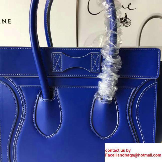 Celine Luggage Micro Tote Bag In Original Calfskin Smooth Leather Sapphire