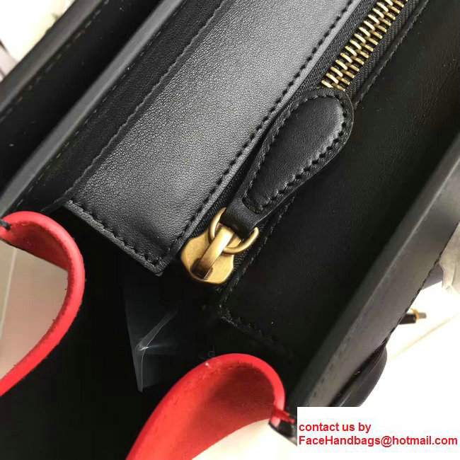 Celine Luggage Micro Tote Bag In Original Grained Leather Chocolate/Black/Orange 2017