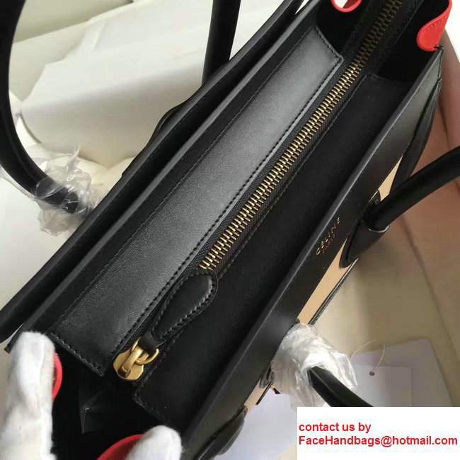 Celine Luggage Micro Tote Bag In Original Grained Leather Chocolate/Black/Orange 2017