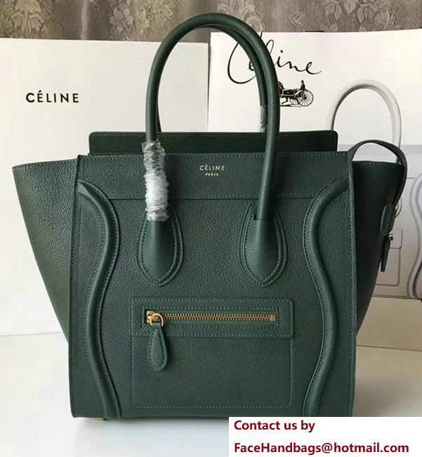 Celine Luggage Micro Tote Bag in Grained Leather Dark Green 2017 Celine Luggage Micro Tote Bag in Grained Leather Dark Green 2017