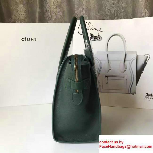 Celine Luggage Micro Tote Bag in Grained Leather Dark Green 2017